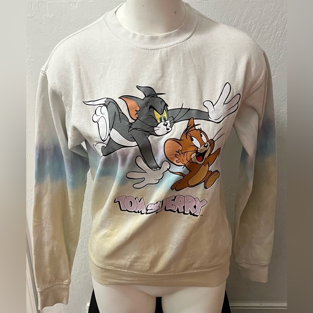 Tom & Jerry Graphics Pastel Colored Tie Dye Sweatshirt Women’s size XS